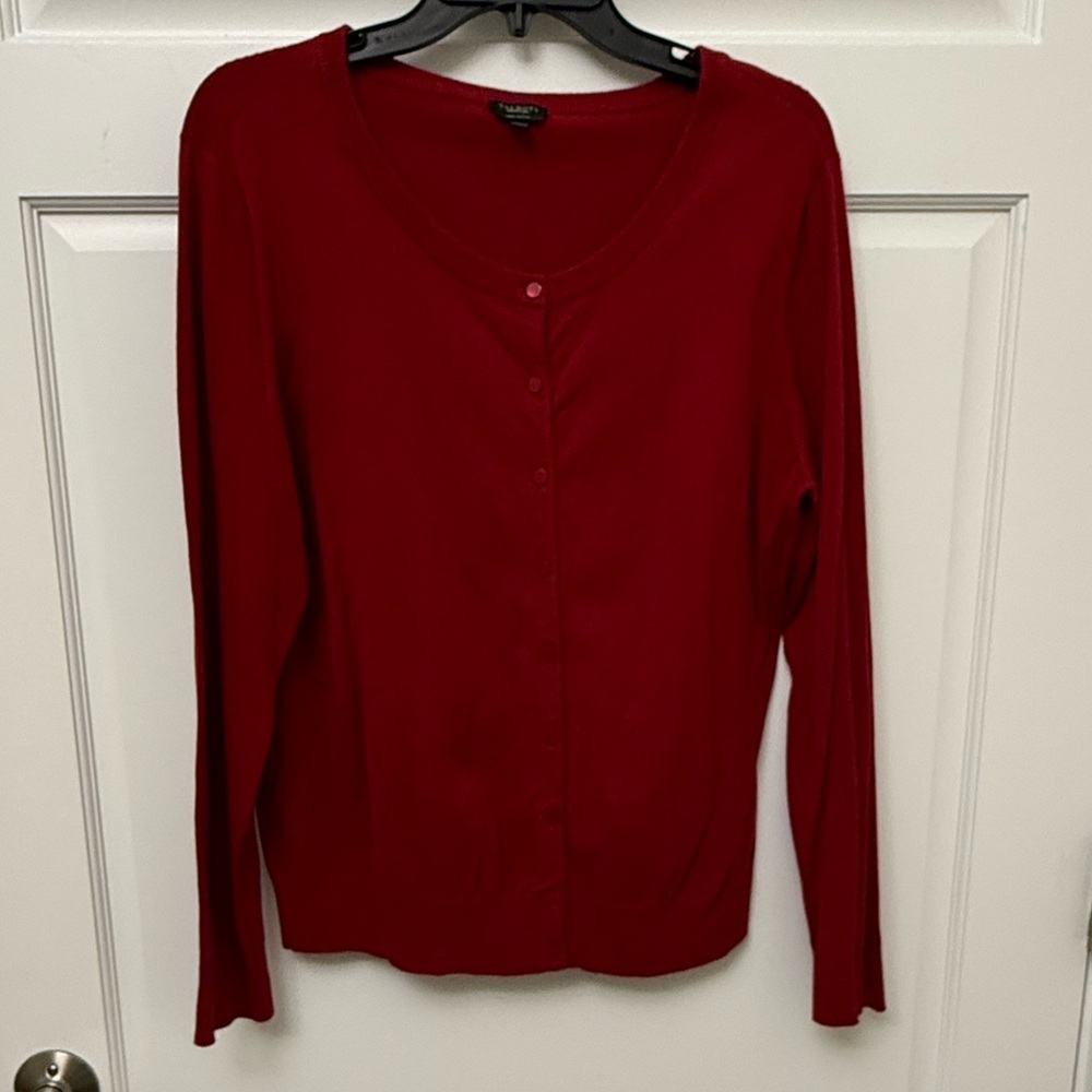 Talbots Vibrant Red Knit Cardigan